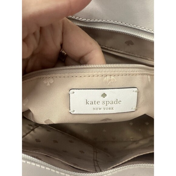 KATE SPADE Two Tone Large Tote Tab White Purse Double Handle Shoulder Bag EUC - Picture 8 of 9